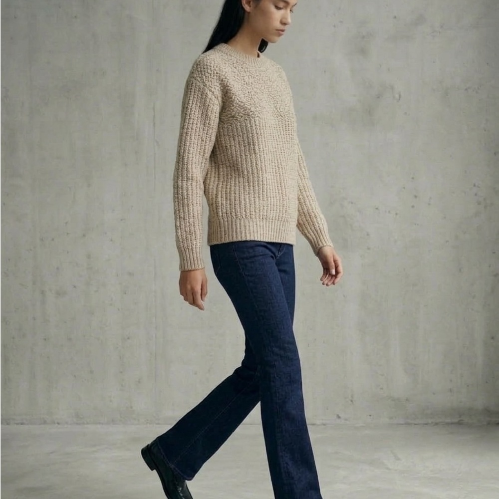 Vintage GRENADIER Mixed-Stitch Tweed Sweater | Oatmeal | Med - Picture 2 of 16